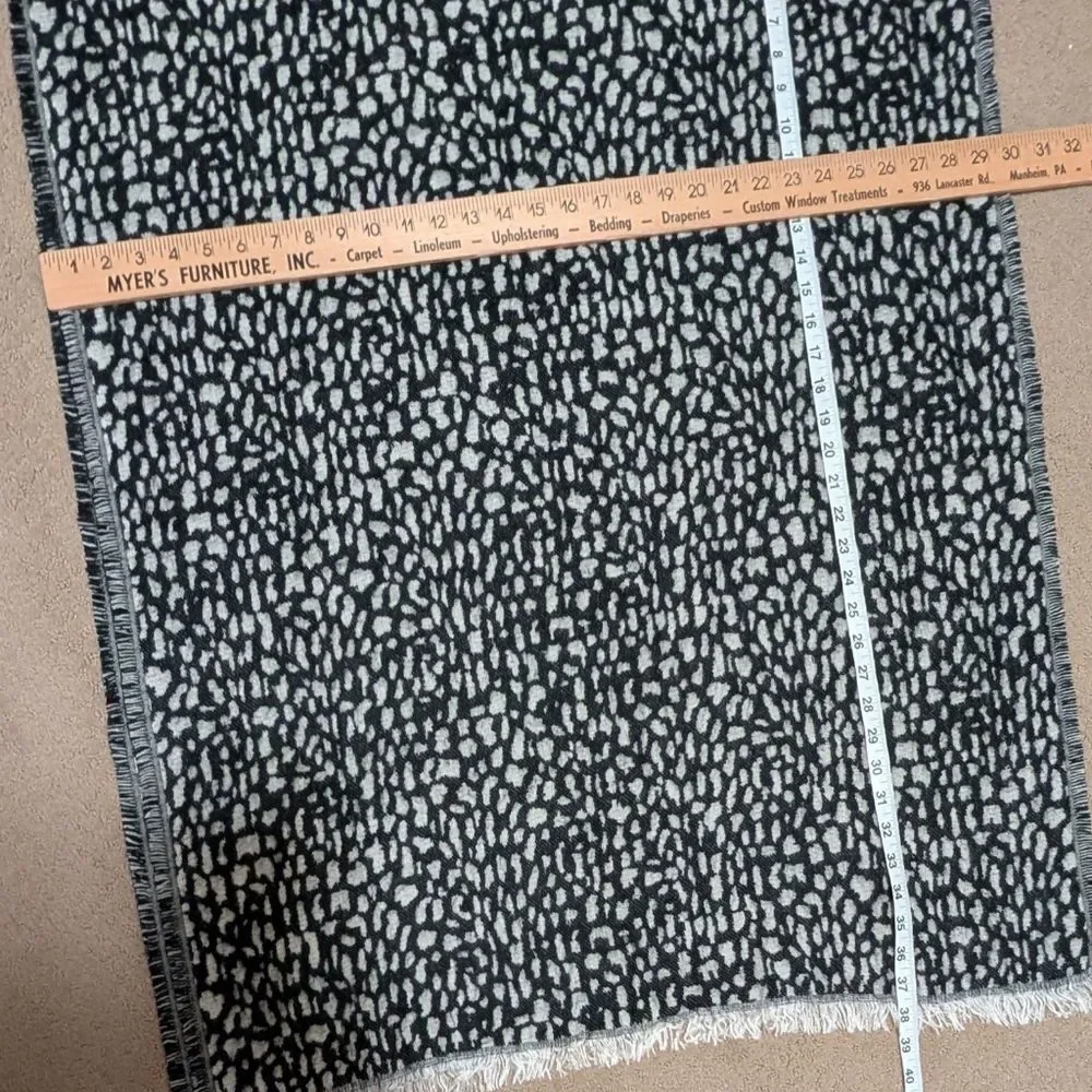 Loft animal leopard full print scarf wrap fringe black gray